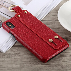 Wewoo Crocodile Texture PU + Coque PC pour iPhone X, avec support (Rouge)