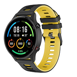 Bracelet en silicone 22mm pour Xiaomi Mi Watch Color - Noir/Jaune