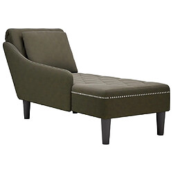 vidaXL Fauteuil long et coussin/accoudoir droit vert armée similicuir