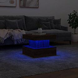 ComfortXL Table Basse Avec Lumières LED Chêne Marron 50x50x40 Cm pas cher