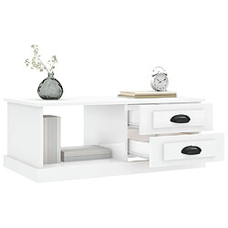 Maison Chic Table basse,Table Console Table d'appoint, Table pour salon Blanc brillant 90x50x35 cm Bois d'ingénierie -MN68993 pas cher