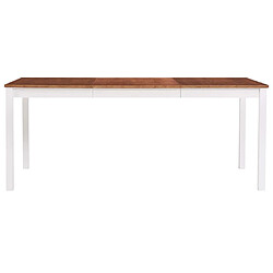 Maison Chic Table de salle à manger,Table à dîner Blanc et marron 180 x 90 x 73 cm Pin -GKD51856