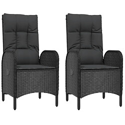 vidaXL Chaises d'extérieur lot de 2 Résine tressée Noir