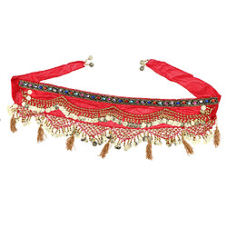 Acheter paillettes de danse du ventre hanche foulard femme jupe avec pièces d'or rouge