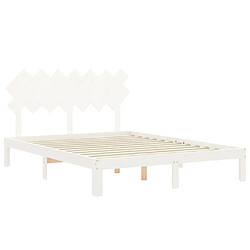 Maison Chic Cadre/structure de lit avec tête de lit pour adulte - Lit Moderne Chambre blanc 140x200 cm bois massif -MN82449 pas cher