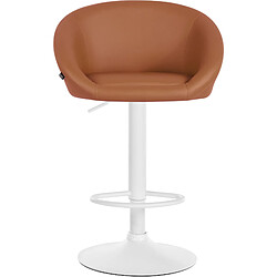 Avis Decoshop26 Tabouret de bar assise pivotante à 360° hauteur réglable en PVC marron piètement en métal blanc 10_0004772