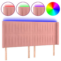 vidaXL Tête de lit à LED Rose 163x16x118/128 cm Velours