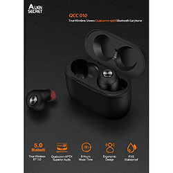 Universal Alien Secret QCC010 TWS Bluetooth 5.0 Casque Qualcomm aptX Casque sans fil Annuler le bruit Microphone, 77H de lecture