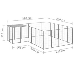 Helloshop26 Chenil extérieur cage enclos parc animaux chien argenté 8,47 m² acier 02_0000304