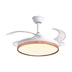 Ventilateur de plafond COSMOS blanc/hêtre, 4 pales escamotables, 72W LED 3000|4000|6000K, H35xP.108/50cm