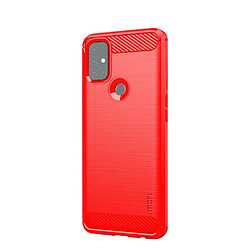 Mofi Coque en TPU fibre de carbone brossée rouge pour votre OnePlus Nord N10 5G