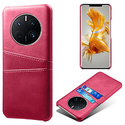 Coque en TPU + PU anti-poussière, anti-empreinte digitale avec deux porte-cartes pour votre Huawei Mate 50 Pro 4G - rose