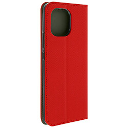 Avizar Housse Xiaomi Mi 11 5G Clapet Porte-carte Fonction Support Vidéo Rouge