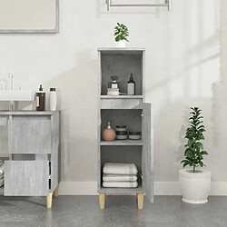 Avis Maison Chic Armoire de salle de bain,Meuble de rangement,Meuble haut gris béton 30x30x100 cm -GKD469729