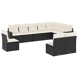 Maison Chic Salon de jardin 10 pcs avec coussins | Ensemble de Table et chaises | Mobilier d'Extérieur noir résine tressée -GKD36935