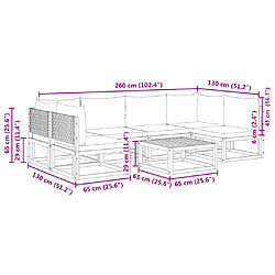 vidaXL Salon de jardin avec coussins 7 pcs bois massif d'acacia pas cher