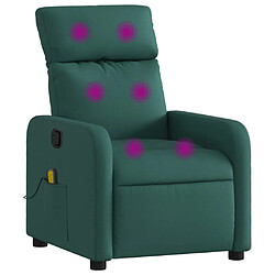 vidaXL Fauteuil de massage inclinable Vert foncé Tissu