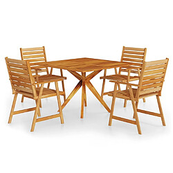 Salle à manger de jardin 5 pcs,Table et chaise à dîner Bois d'acacia solide -MN52645