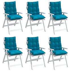 Avis vidaXL Coussins de chaise à dossier bas lot de 6 bleu clair