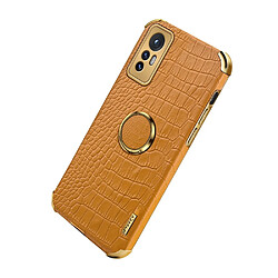 Coque en TPU + PU texture croco avec béquille jaune pour votre Xiaomi 12 Pro