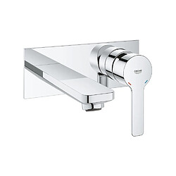 GROHE Mitigeur lavabo monocommande Lineare 19409001- 2 trous - Montage mural - Economie d'eau - Chrome - Taille M