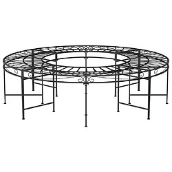 Helloshop26 Banc de jardin meuble de patio d'extérieur terrasse circulaire tour d'arbre diamètre 160 cm noir acier 02_0011120