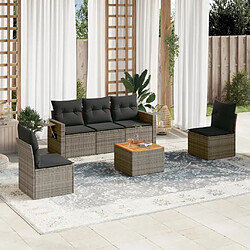 Maison Chic Salon de jardin 6 pcs avec coussins | Ensemble de Table et chaises | Mobilier d'Extérieur gris résine tressée -GKD50180