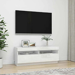 Maison Chic Meubles TV avec lumières LED - Banc TV pour salon blanc brillant 100x35x40 cm -MN65917 pas cher