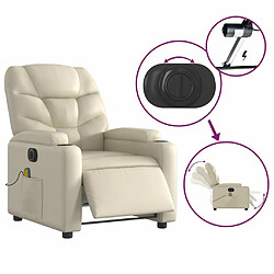 Maison Chic Fauteuil Relax pour salon, Fauteuil de massage inclinable électrique crème similicuir -GKD94338 pas cher