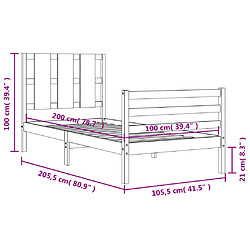 vidaXL Cadre de lit sans matelas 100x200 cm bois massif pas cher