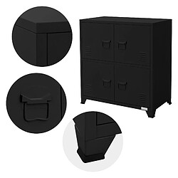 Avis ML DESIGN MODERN LIVING Armoire De Classement Bureau Noir 75x40x80,5cm En Acier 2 Compartiments 4 Portes