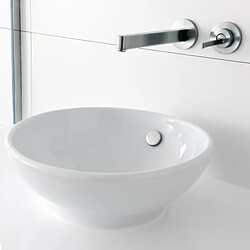 Ecd Germany Lavabo en céramique blanc vasque a poser rond évier design moderne 420x170mm