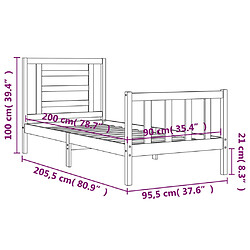 vidaXL Cadre de lit sans matelas 90x200 cm bois de pin massif pas cher