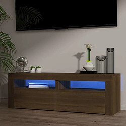 Maison Chic Meubles TV avec lumières LED - Banc TV pour salon chêne marron 120x35x40 cm -MN38827