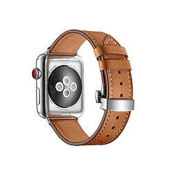 Avis Eko Bracelet pour Apple Watch 42/44/45mm en cuir véritable avec boucle déployante Marron