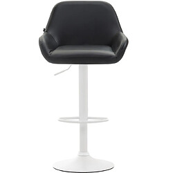 Avis Decoshop26 Lot de 2 tabourets de bar repose-pieds en forme d'arc en métal blanc assise en PVC noir 10_0004028