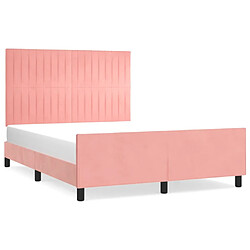 Maison Chic Lit adulte - Cadre Structure de lit avec tête de lit Contemporain Rose 140x190 cm Velours -MN16399