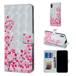 Wewoo Coque Etui à rabat horizontal Sakura Pattern pour iPhone X, avec support et fentes pour cartes, cadre photo porte-monnaie