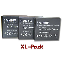 Lot 3 batteries Li-Ion vhbw 600mAh (3.7V) pour appareil photo Samsung Digimax ST10 .Remplace: Samsung SLB-0937.