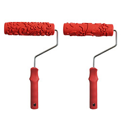 2pcs Bricolage Mur Empaistic Outil De Brosse De Rouleau De Peinture De Fleur Avec L'ensemble De Poignée