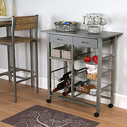 Versa Chariot de cuisine avec roulettes et tiroirs Leicester 76x40x82cm,Bois et métal, Gris