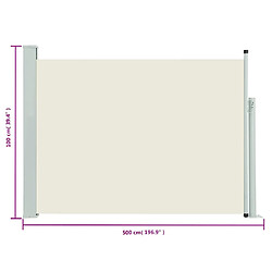 vidaXL Auvent latéral rétractable de patio 100x500 cm Crème pas cher