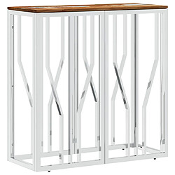 vidaXL Table console argenté acier inoxydable/bois massif récupération