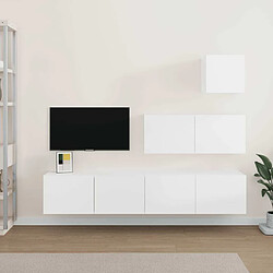 Maison Chic Ensemble de meubles TV 4 pcs | Banc TV Moderne pour salon | Meuble de Rangement - Blanc Bois d'ingénierie -MN43010