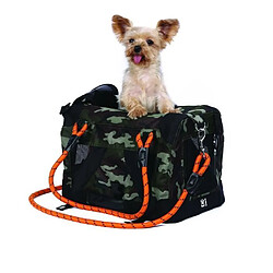 M-Pets Sac de transport - M PETS - REMIX 2 en 1 Camouflage & Orange - 41 x 28 x 28 cm - Pliable - Léger - Ceinture baudrier