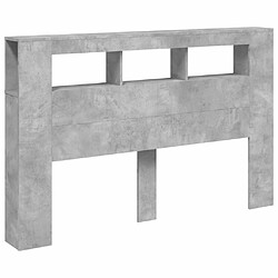 Maison Chic Tête de lit scandinave à LED,meuble de chambre gris béton 160x18,5x103,5cm bois d'ingénierie -MN46068 pas cher