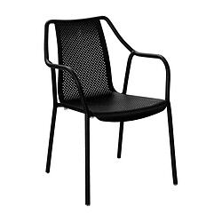 Proloisirs Fauteuil de jardin empilable en aluminium Bari noir.