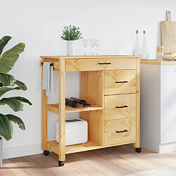 Avis Maison Chic Desserte de cuisine | Chariot de cuisine | Meuble de rangement roulant MONZA 84x40x90 cm bois massif de pin -GKD50867