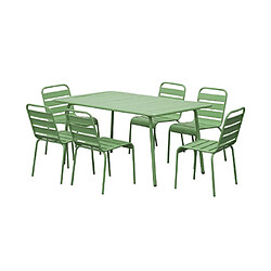 Mes Ensemble table de jardin + 6 chaises en métal vert - BACA