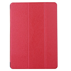 Etui en PU soie avec support tri-pliure rouge pour votre Apple iPad 10.2 (2019)